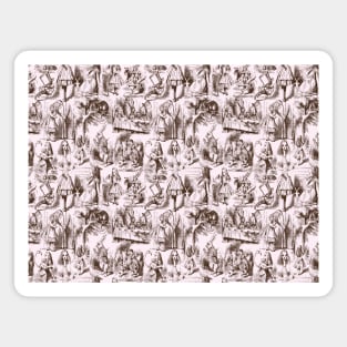 Alice in Wonderland | Toile de Jouy Pattern | Brown and Pink | Magnet